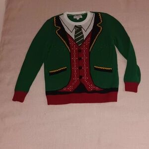 Ugly Christmas Sweater Green and Red Cardigan